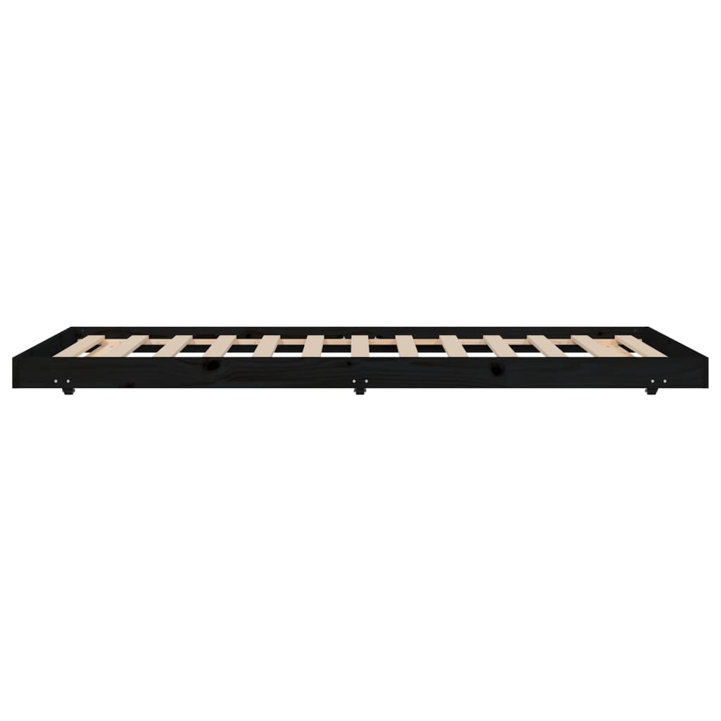 Bedframe massief grenenhout zwart 100x200 cm 100 x 200 cm Zwart