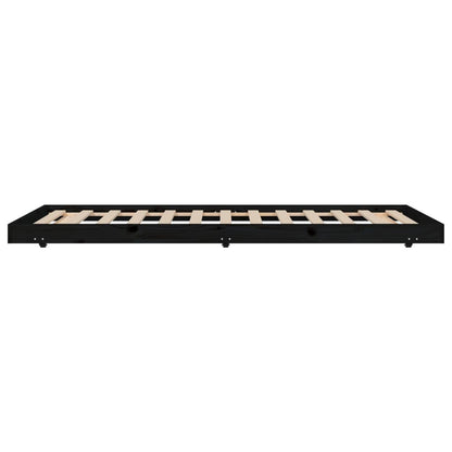 Bedframe massief grenenhout zwart 100x200 cm 100 x 200 cm Zwart