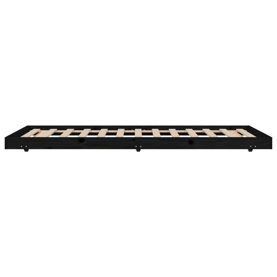 Bedframe massief grenenhout zwart 100x200 cm 100 x 200 cm Zwart