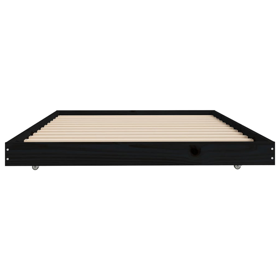 Bedframe massief grenenhout zwart 100x200 cm 100 x 200 cm Zwart