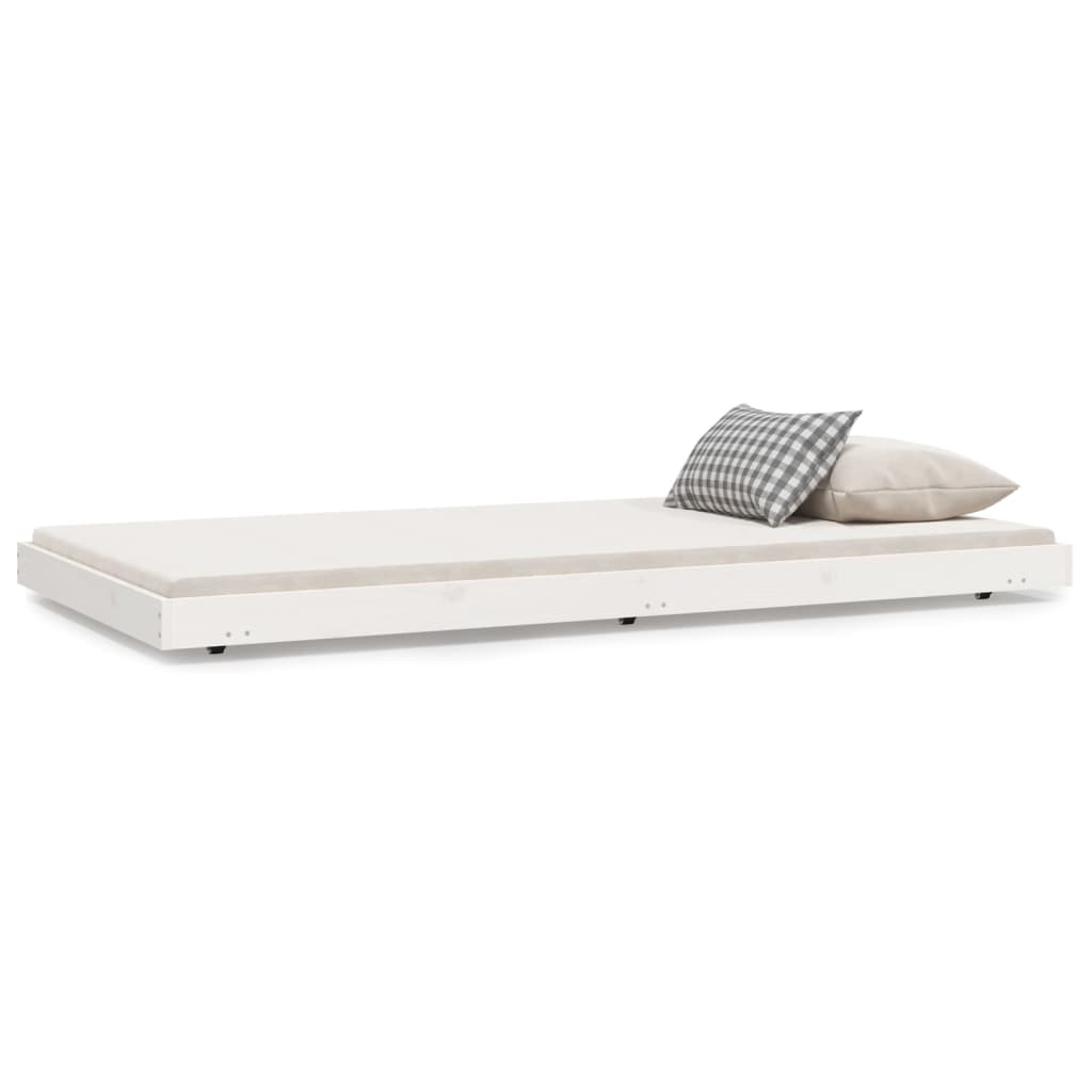 Bedframe massief grenenhout wit 90x200 cm 90 x 200 cm Wit