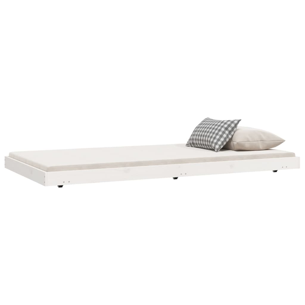 Bedframe massief grenenhout wit 90x200 cm 90 x 200 cm Wit