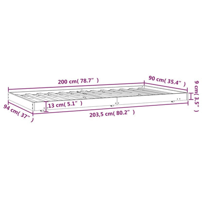 Bedframe massief grenenhout wit 90x200 cm 90 x 200 cm Wit