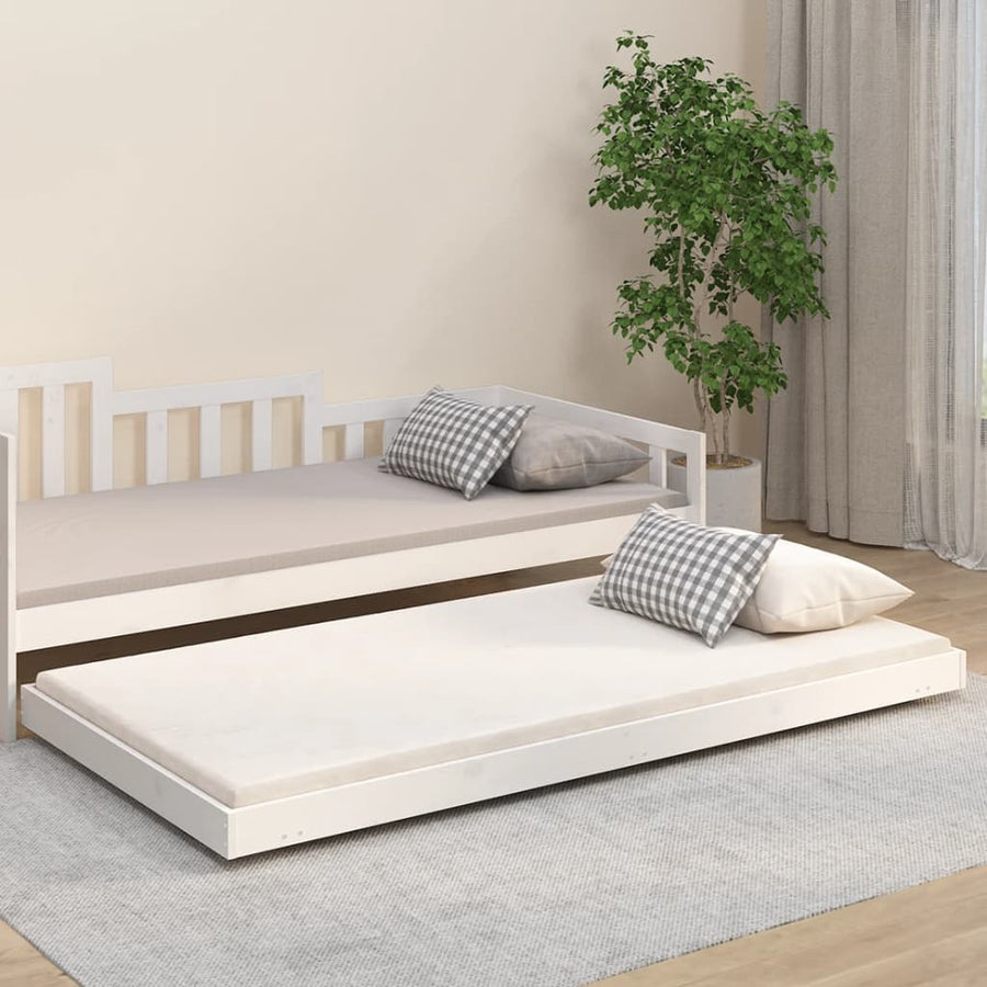 Bedframe massief grenenhout wit 90x200 cm 90 x 200 cm Wit