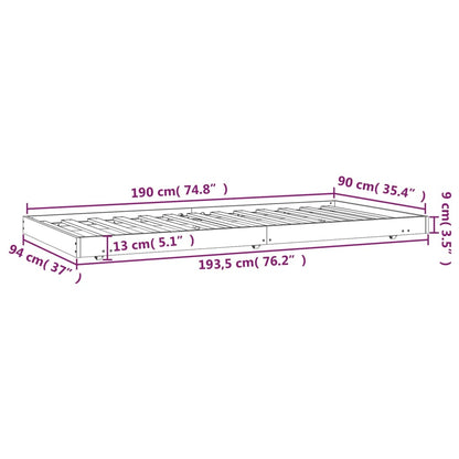 Bedframe 90x190 cm massief grenenhout 90 x 190 cm Naturel