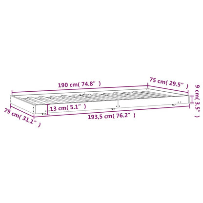 Bedframe massief grenenhout 75x190 cm 75 x 190 cm Naturel