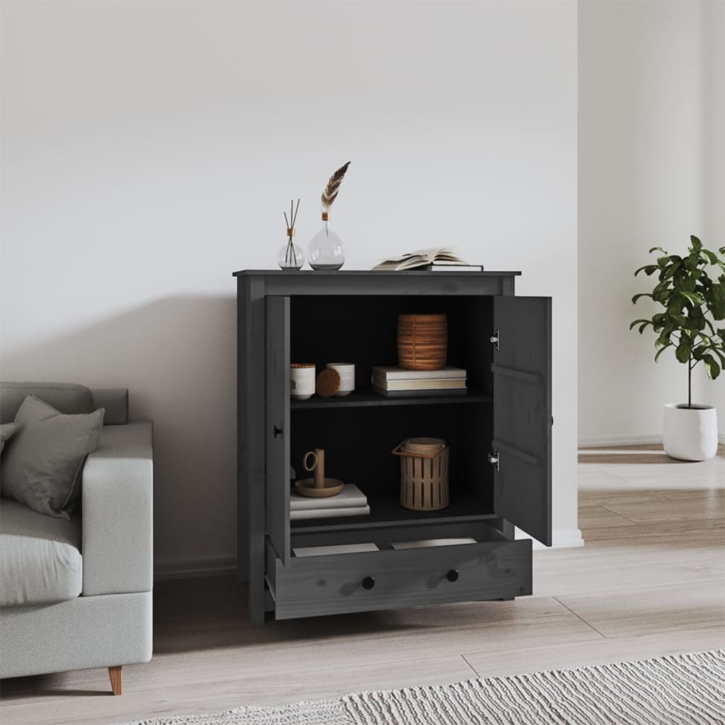 Hoge Kast 83X41,5X100 Cm Massief Grenenhout Grijs