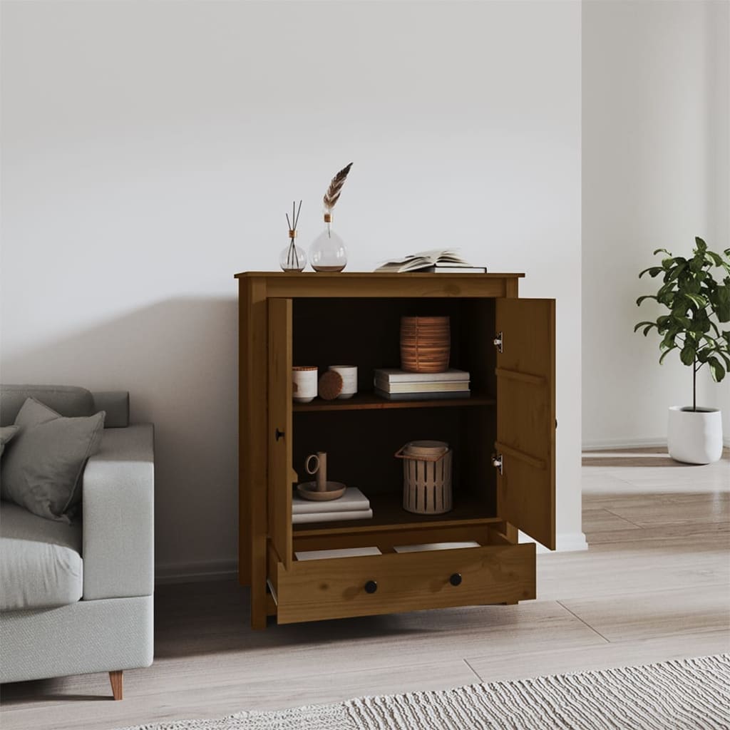 Hoge Kast 83X41,5X100 Cm Massief Grenenhout Honingbruin