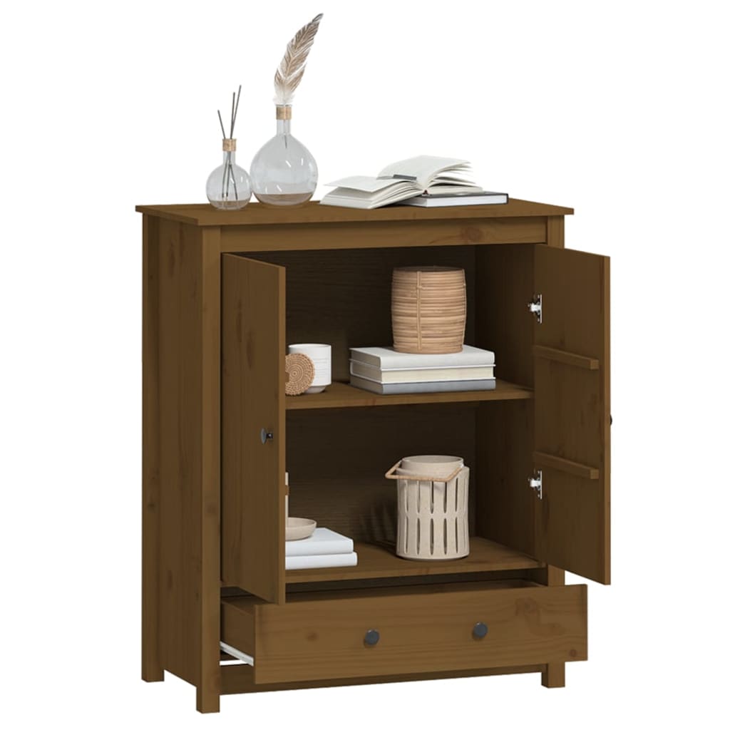 Hoge Kast 83X41,5X100 Cm Massief Grenenhout Honingbruin