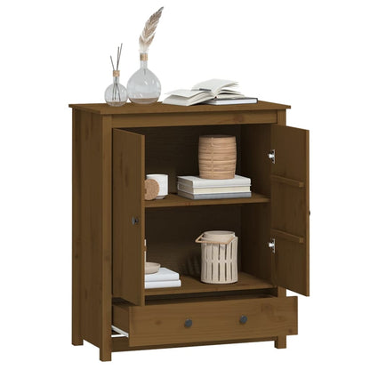 Hoge Kast 83X41,5X100 Cm Massief Grenenhout Honingbruin