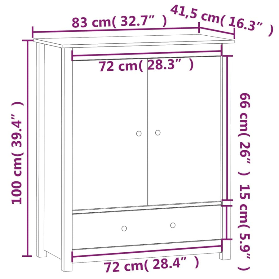 Hoge Kast 83X41,5X100 Cm Massief Grenenhout Honingbruin
