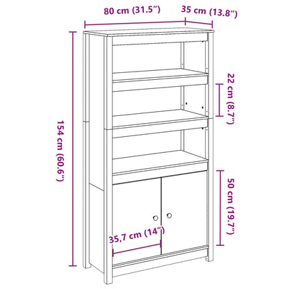 Hoge Kast 80X35X154 Cm Massief Grenenhout Naturel