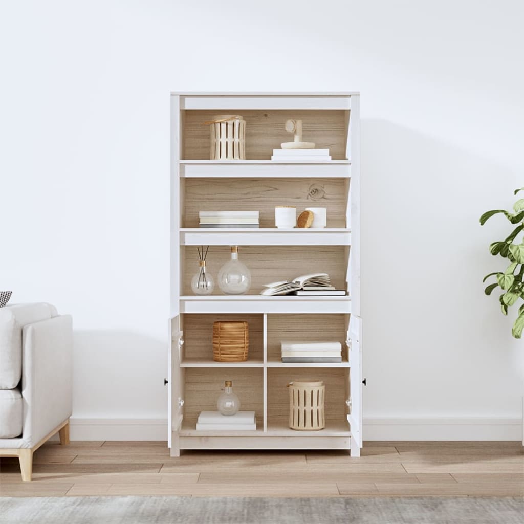 Hoge Kast 80X35X154 Cm Massief Grenenhout Wit