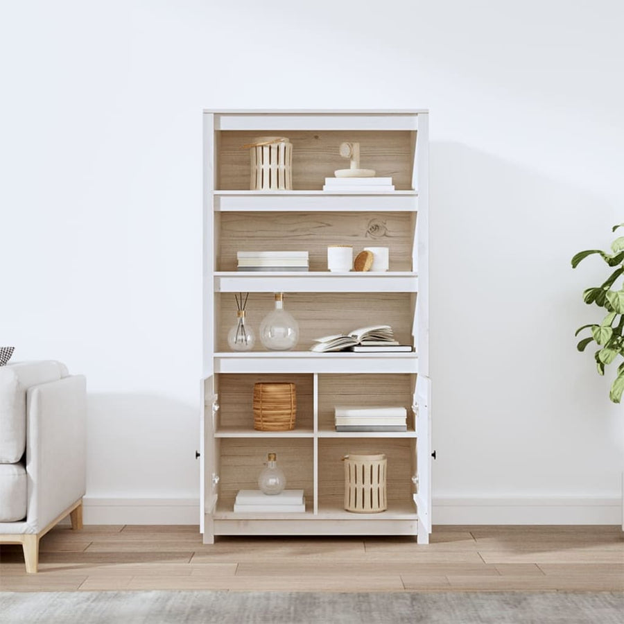 Hoge Kast 80X35X154 Cm Massief Grenenhout Wit