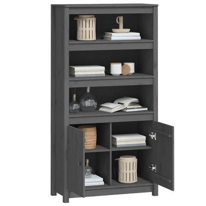 Hoge Kast 80X35X154 Cm Massief Grenenhout Grijs
