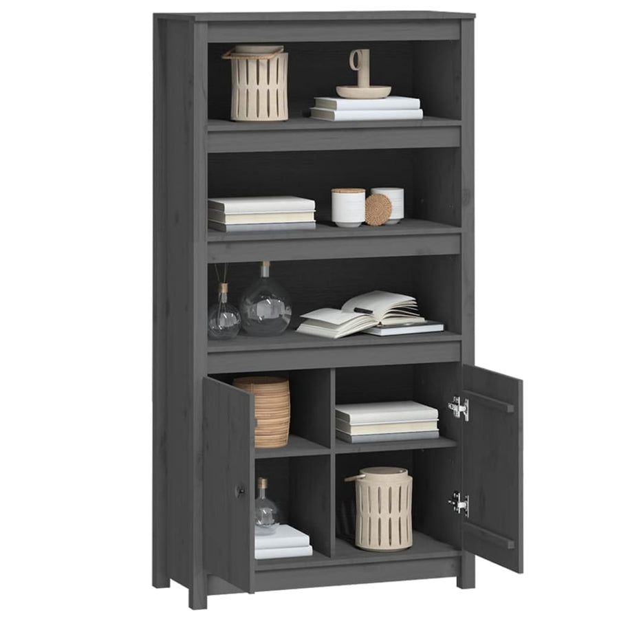 Hoge Kast 80X35X154 Cm Massief Grenenhout Grijs