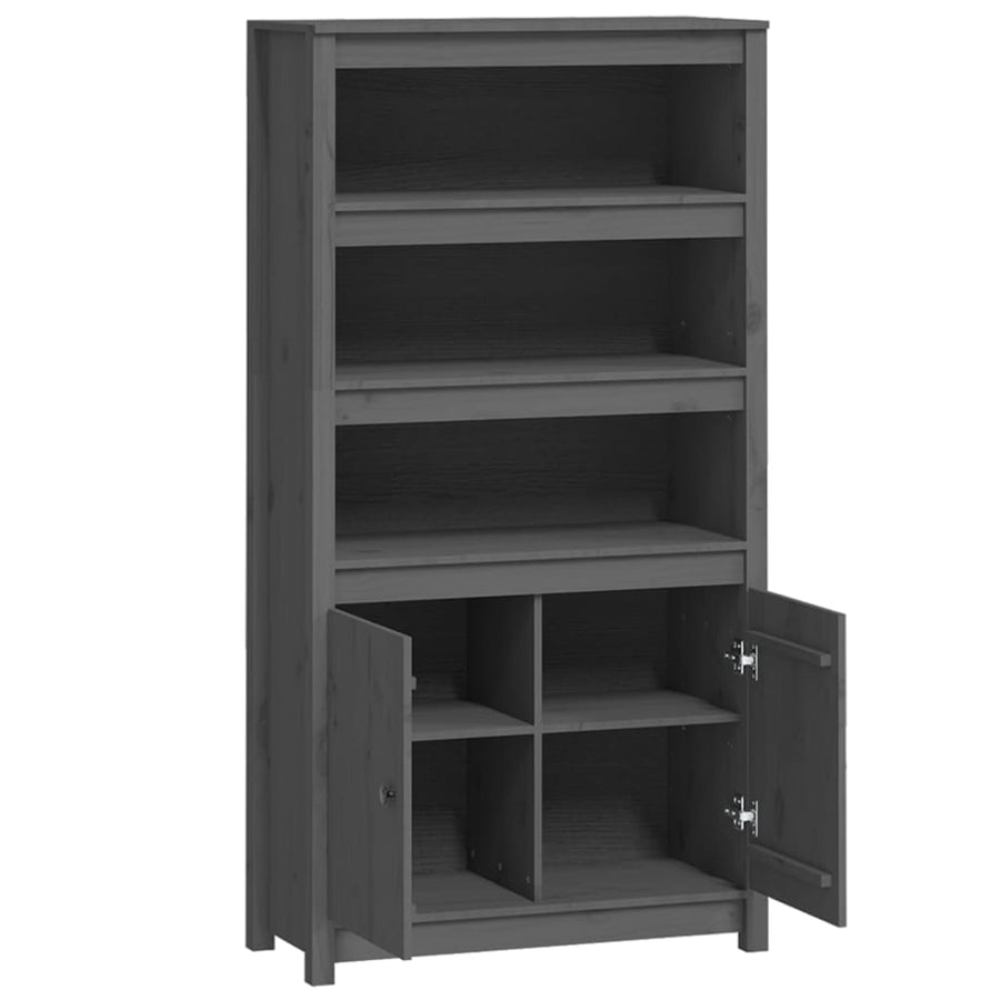 Hoge Kast 80X35X154 Cm Massief Grenenhout Grijs