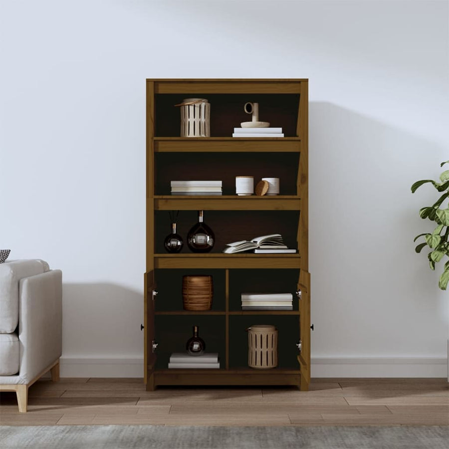 Hoge Kast 80X35X154 Cm Massief Grenenhout Honingbruin