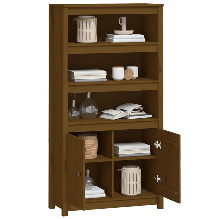 Hoge Kast 80X35X154 Cm Massief Grenenhout Honingbruin