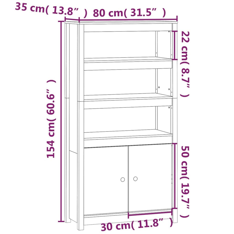 Hoge Kast 80X35X154 Cm Massief Grenenhout Honingbruin
