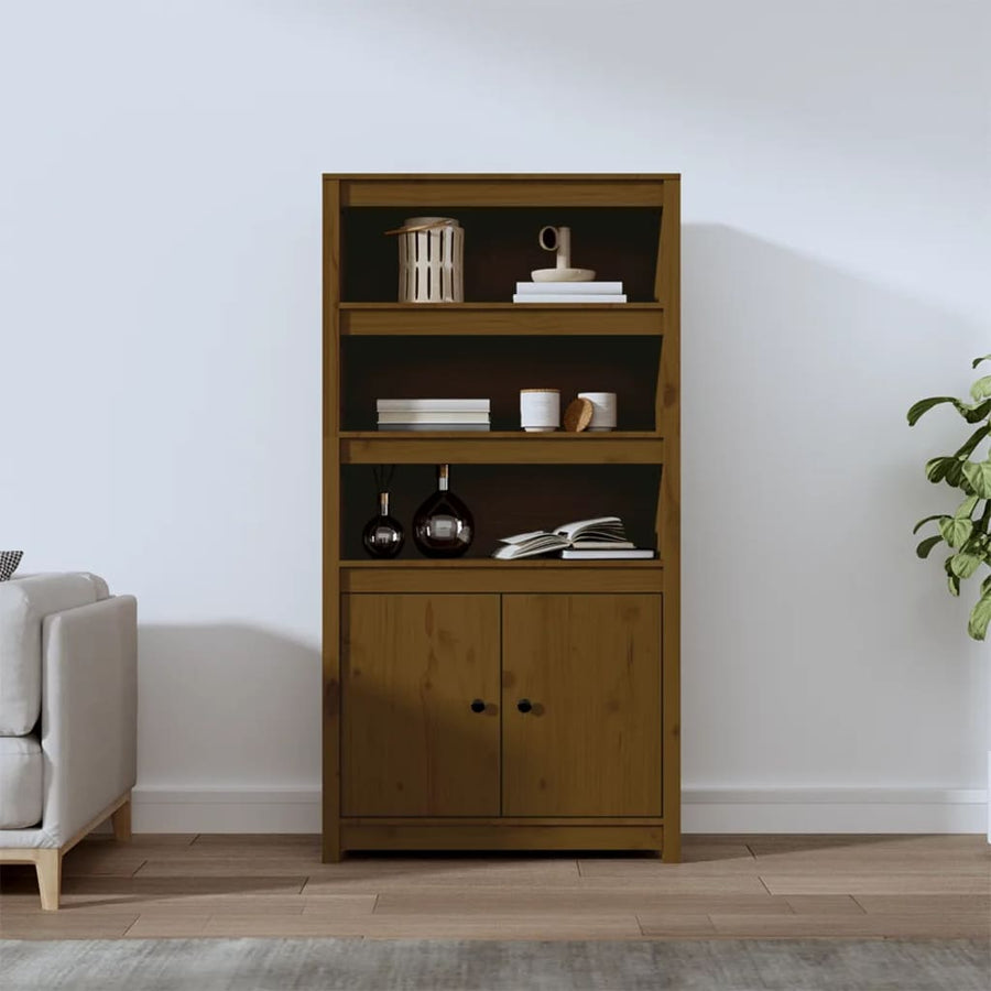 Hoge Kast 80X35X154 Cm Massief Grenenhout Honingbruin