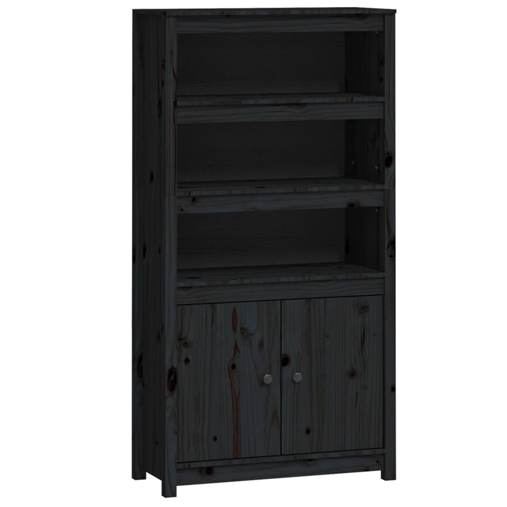 Hoge Kast 80X35X154 Cm Massief Grenenhout Zwart