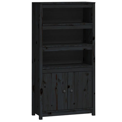 Hoge Kast 80X35X154 Cm Massief Grenenhout Zwart