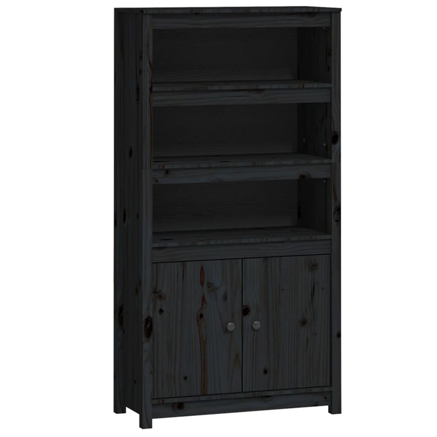 Hoge Kast 80X35X154 Cm Massief Grenenhout Zwart