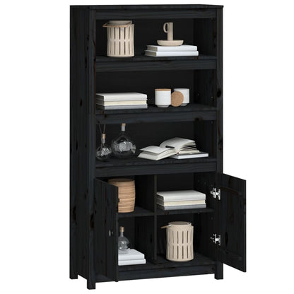 Hoge Kast 80X35X154 Cm Massief Grenenhout Zwart