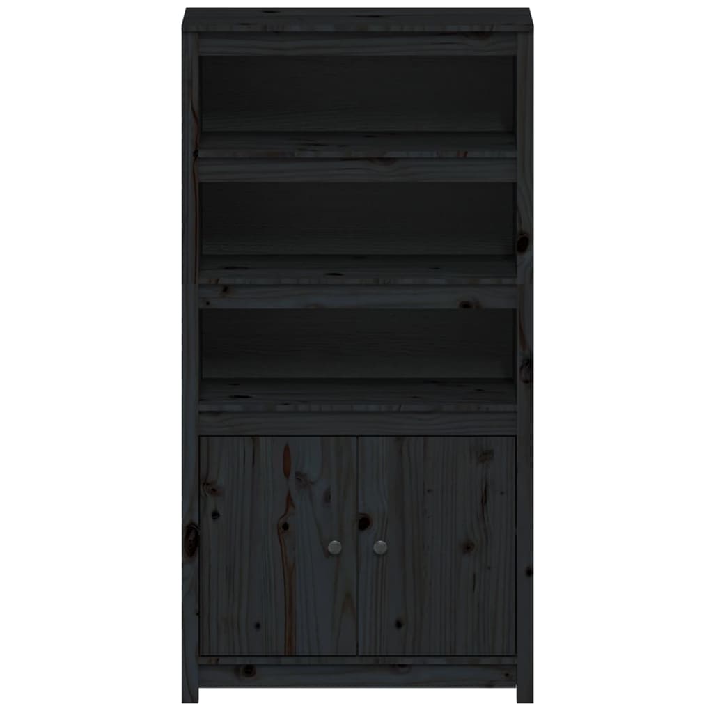 Hoge Kast 80X35X154 Cm Massief Grenenhout Zwart