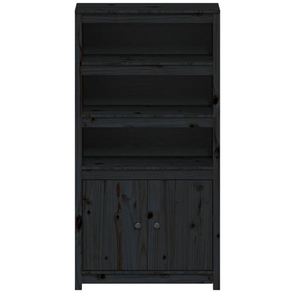 Hoge Kast 80X35X154 Cm Massief Grenenhout Zwart