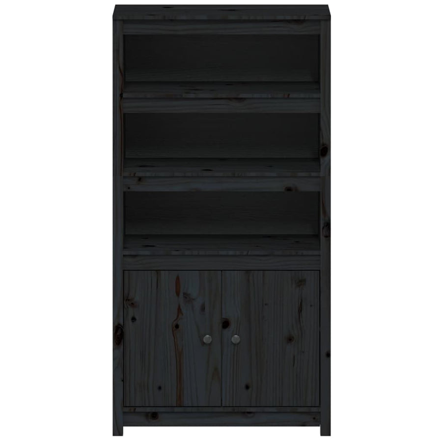 Hoge Kast 80X35X154 Cm Massief Grenenhout Zwart