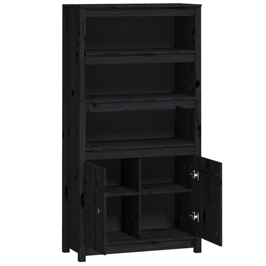 Hoge Kast 80X35X154 Cm Massief Grenenhout Zwart