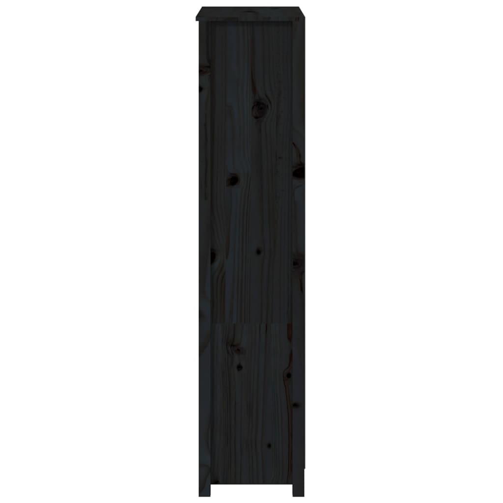 Hoge Kast 80X35X154 Cm Massief Grenenhout Zwart