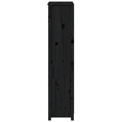 Hoge Kast 80X35X154 Cm Massief Grenenhout Zwart