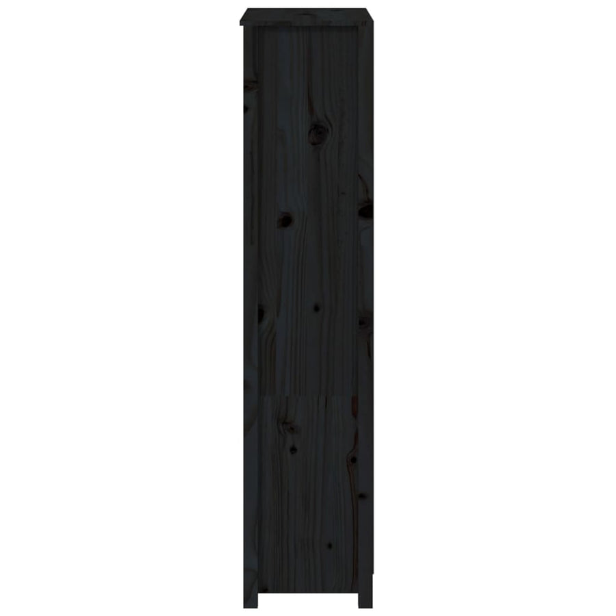 Hoge Kast 80X35X154 Cm Massief Grenenhout Zwart