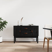 Dressoir 110x40x78 cm massief grenenhout zwart wandmontage
