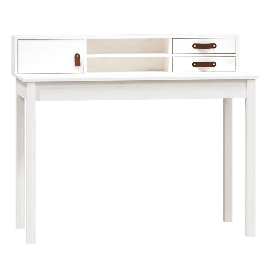 Bureau 110X50X93 Cm Massief Grenenhout Wit