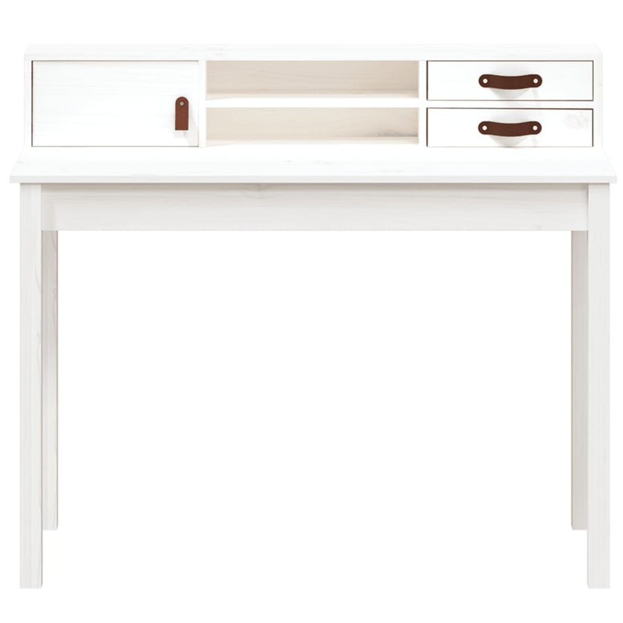 Bureau 110X50X93 Cm Massief Grenenhout Wit