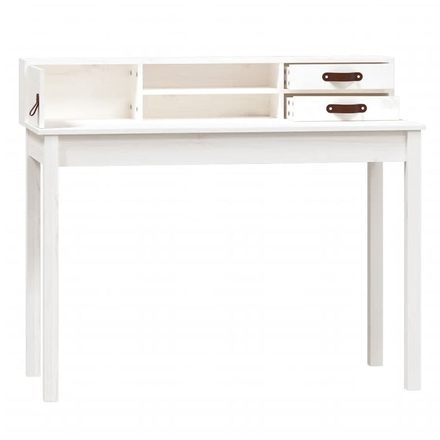 Bureau 110X50X93 Cm Massief Grenenhout Wit