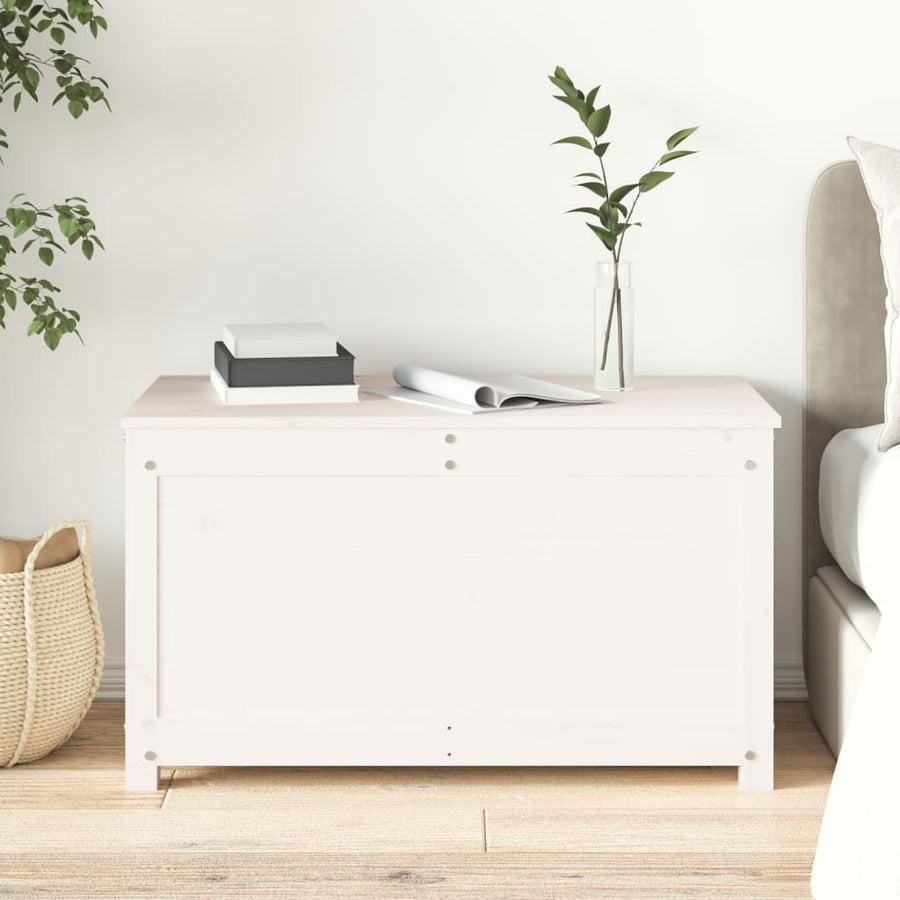 Opbergbox Wit 80X40X45,5 Cm Massief Grenenhout