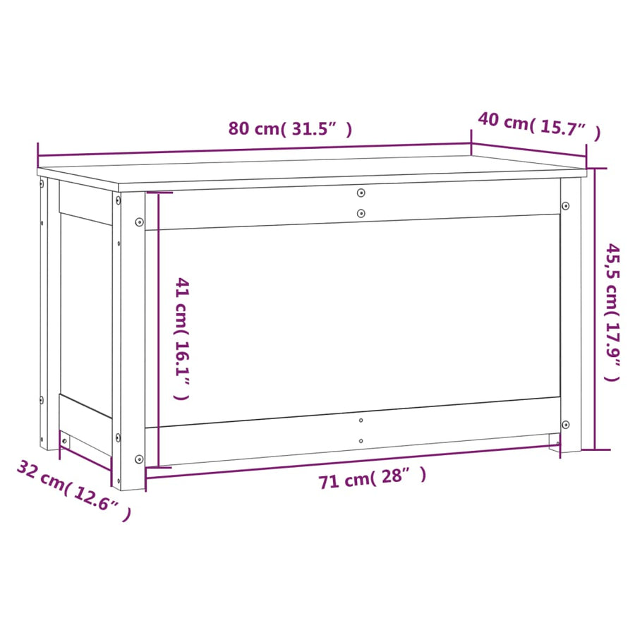 Opbergbox Wit 80X40X45,5 Cm Massief Grenenhout