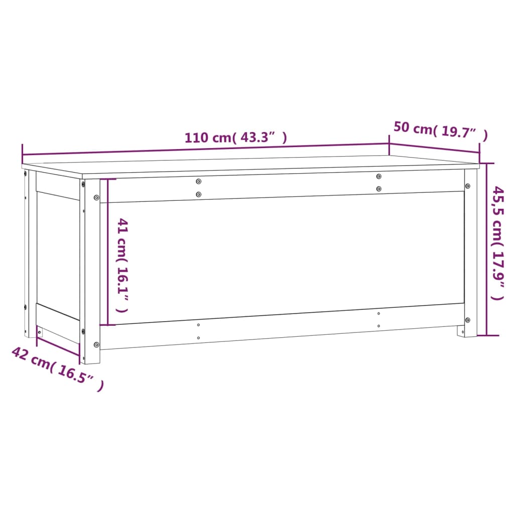 Opbergbox Honingbruin 110X50X45,5 Cm Massief Grenenhout