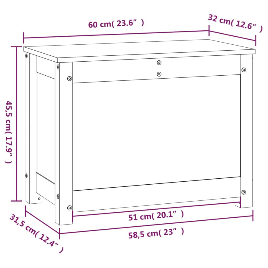 Opbergbox 60X32X45,5 Cm Massief Grenenhout 1 60 x 32 x 45.5 cm Naturel