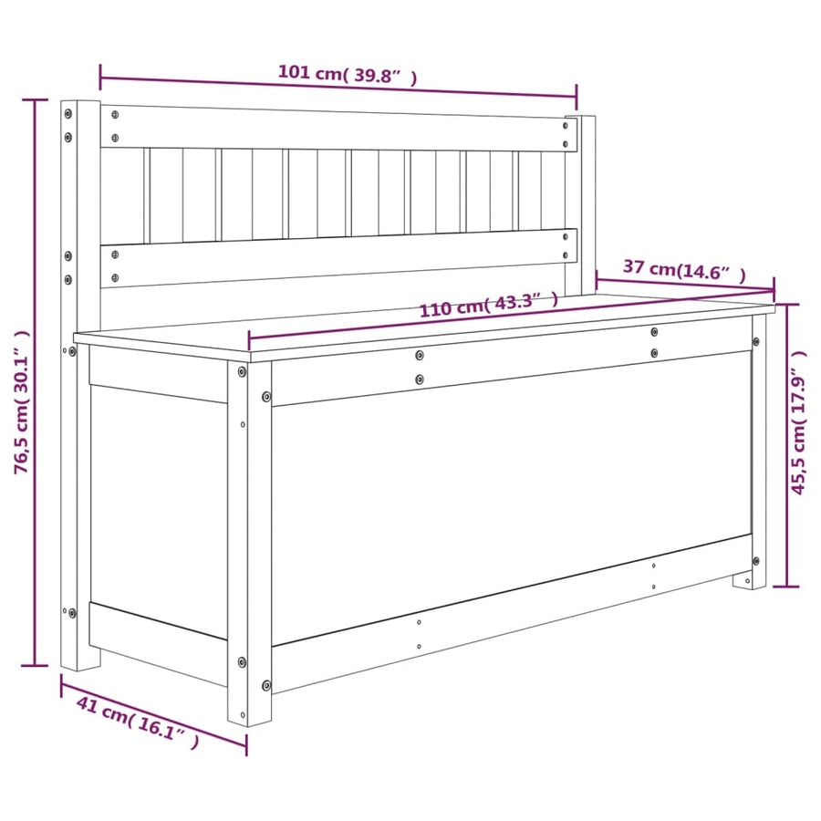 Bankje 110x41x76,5 cm massief grenenhout wit 110 x 41 x 76.5 cm Wit