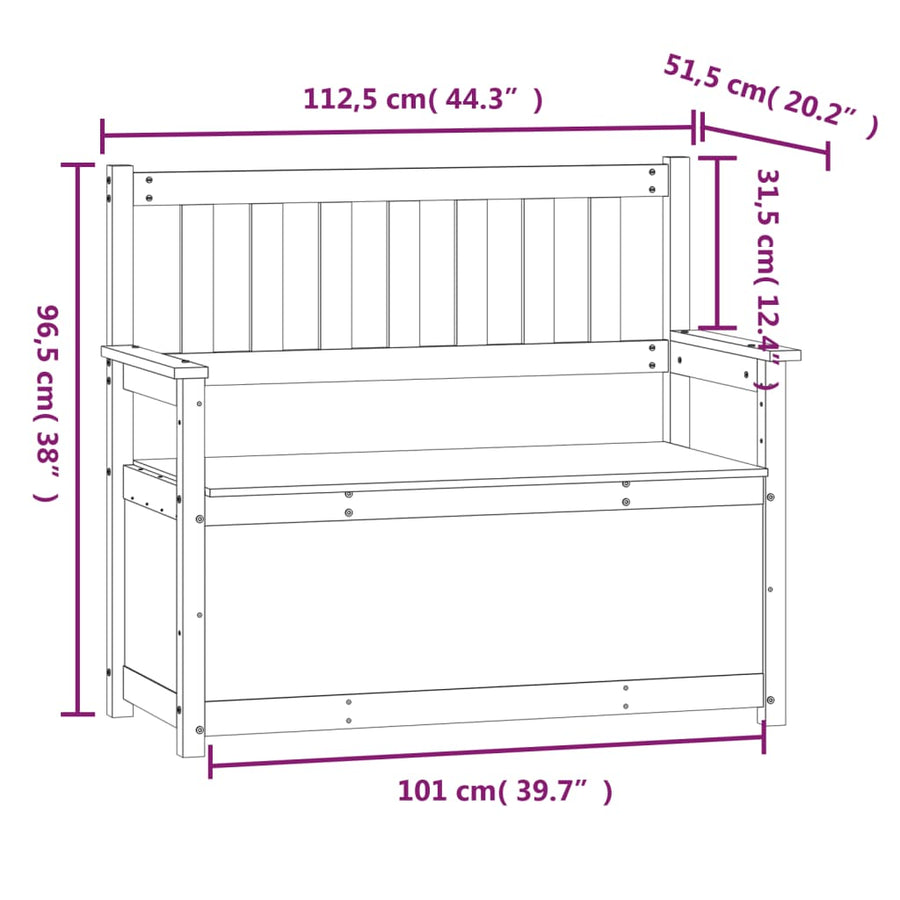 Bankje 112,5X51,5X96,5 Cm Massief Grenenhout Naturel