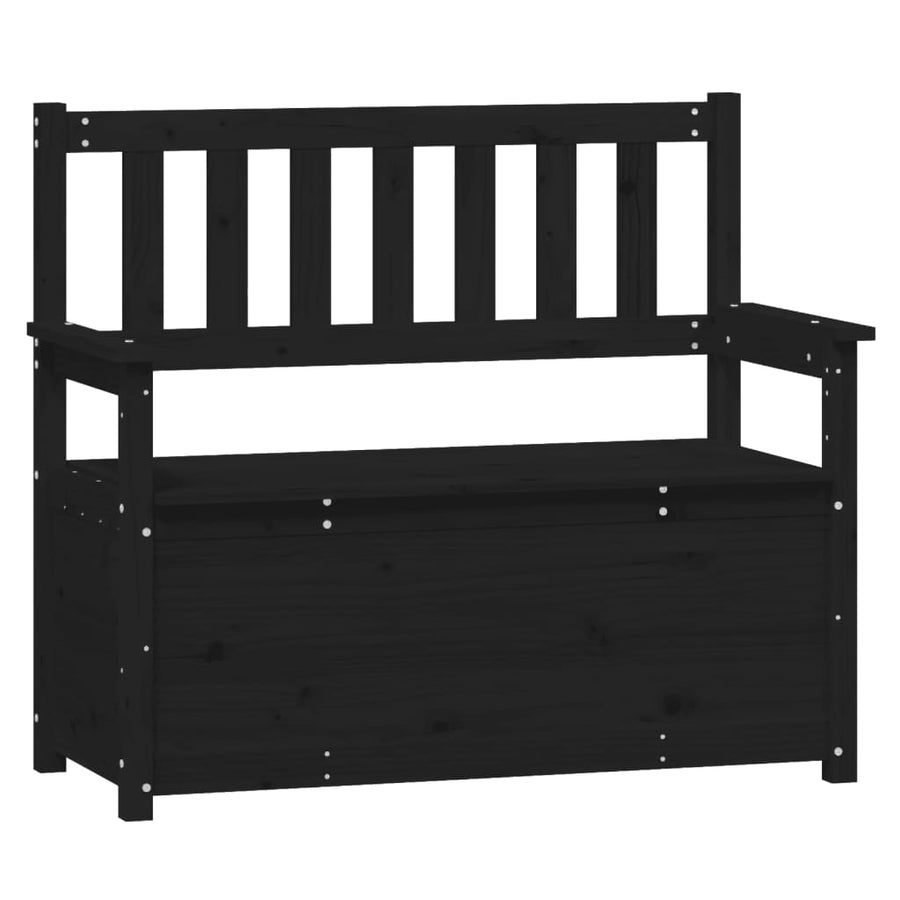 Bankje 112,5X51,5X96,5 Cm Massief Grenenhout Zwart