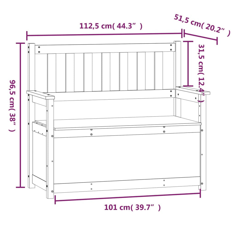 Bankje 112,5X51,5X96,5 Cm Massief Grenenhout Zwart