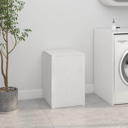 Wasmand 44x44x66 cm massief grenenhout wit