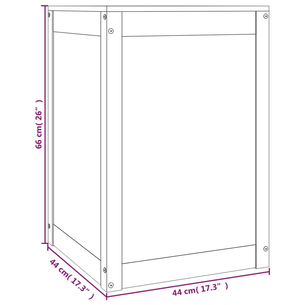 Wasmand 44x44x66 cm massief grenenhout honingbruin